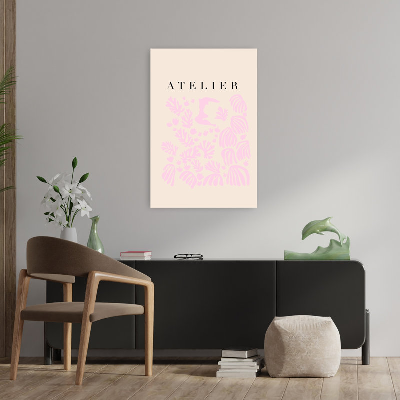 Figure rose flottante abstraite délicate et élégante paysage naturel - Impression d'art mural, 36" H x 24" W