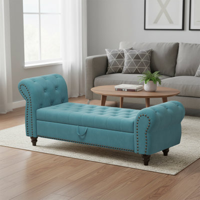 Banc de lit rembourré en velours luxueux avec rangement et dossier haut, parfait pour les chambres à coucher et les salons