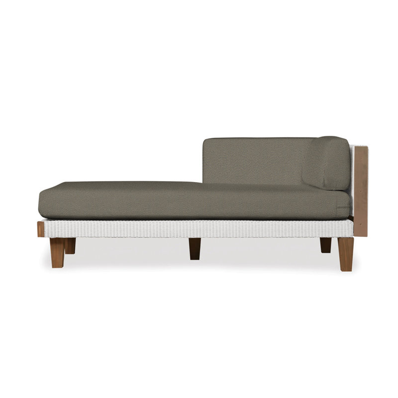 Catalina Outdoor Teak Chaise Lounge, White, Beach Navy