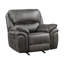 Ensemble de 3 fauteuils inclinables modernes, revêtement en microfibre grise, structure en bois massif et contreplaqué, mécanisme d'inclinaison à tirette, console de rangement centrale, fauteuil à bascule, supporte jusqu'à 136 kg par siège, rembourrage en mousse, bascule douce.