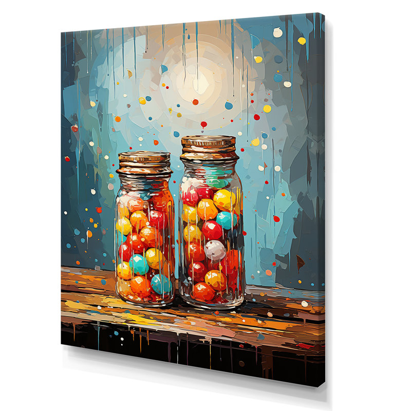 Popart Glitzy Gumballs Portrait I - Art abstrait sur toile_105773, H 44 po x l 34 po x P 1,5 po, Toile tendue