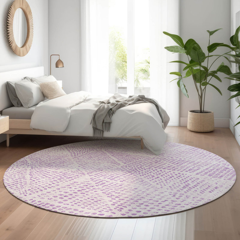 Tapis mauve Premium lavable à la machine Cerrito AMF591, Rond 8 pi