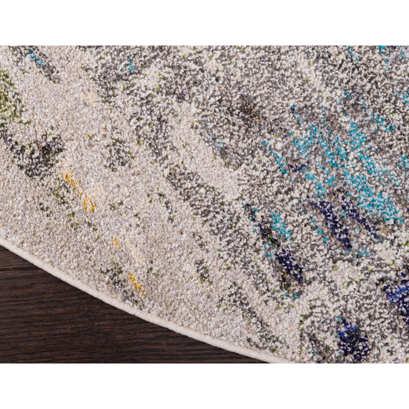 Keimar Washable Abstract Indoor Rug, Round 8'