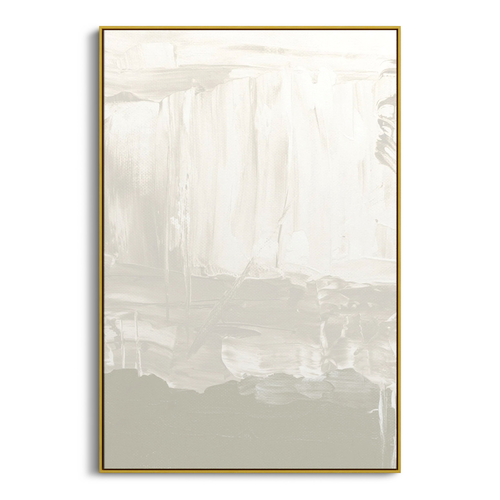 Taupe Abstract - Floater Frame Print on Canvas, 61.5" H x 41.5" W, Gold