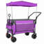 Chariot pliant multifonctionnel avec chariot pivotant et poussoir avec poignée rotative et auvent, roues et freins tout-terrain de 7 po x 4 po, capacité de charge de 480 lb, grande capacité de transport de 300 L, épicerie, utilisation à l'extérieur, mauve-126069210