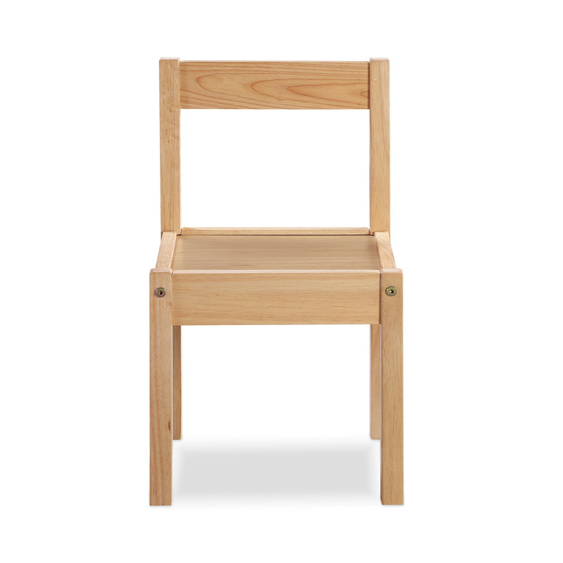 Natural Solid Wood Kids' Table and Chair Set - 3 Pieces