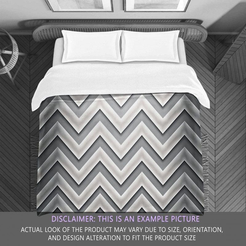 Chevron Comforter, Twin Extra Long Comforter, Gray/Silve