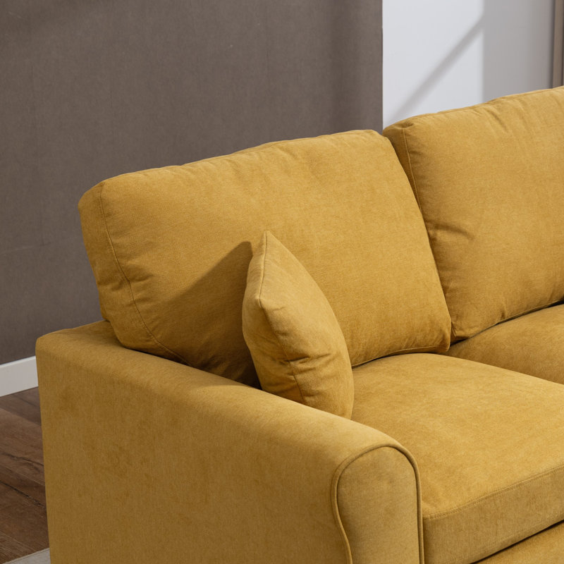 2 Seater Linen Blend Sofa Bed, Yellow