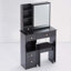 Petite coiffeuse avec tiroir de gauche et tabouret rembourré, très grand miroir coulissant, multi-couches, commode de rangement haute capacité, convient aux petits espaces, certificat EPA, GCC, UL-106678325