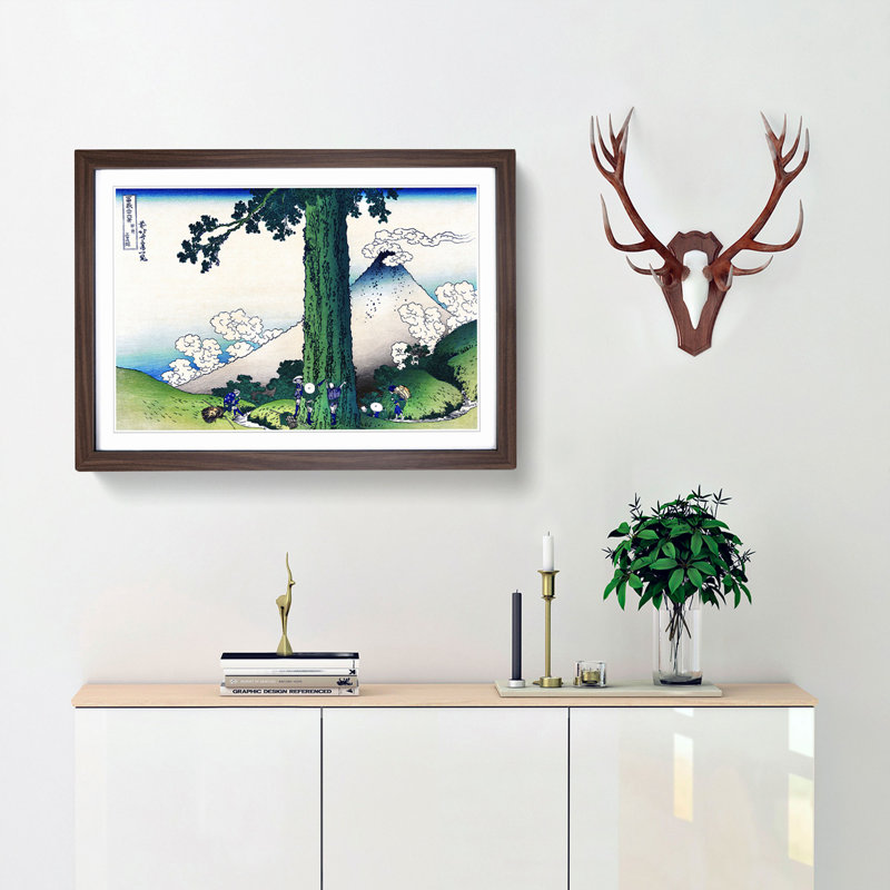 Mishima Pass in Kai Province by Katsushika Hokusai - Picture Frame Painting Print, 27cm H x 36cm W x 2cm D, Walnut Framed