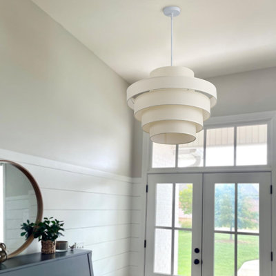 6-Light 23.62inch Oversize Fabric Shade Pendant Light Fixture