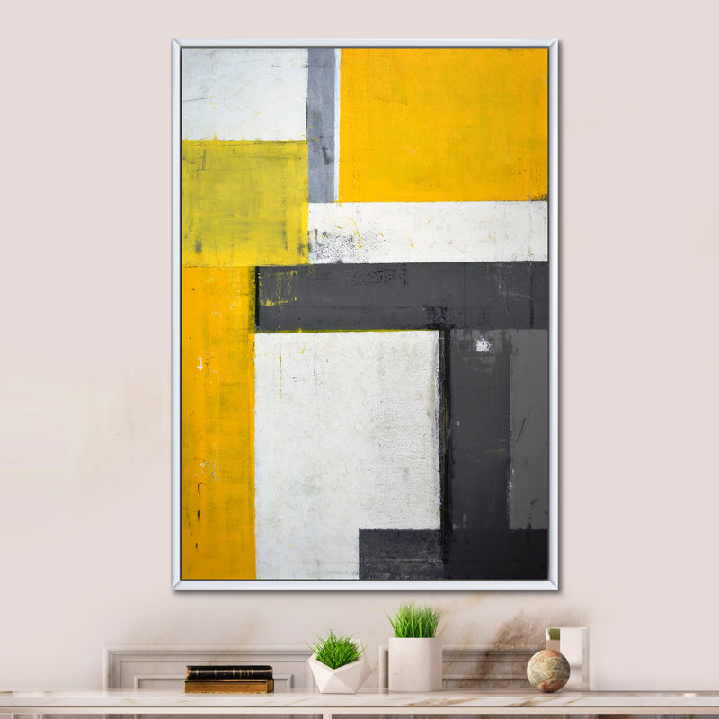 Art moderne gris et bleu II 2PT47778, Cadre blanc, H 36 po x l 24 po x P 1 po