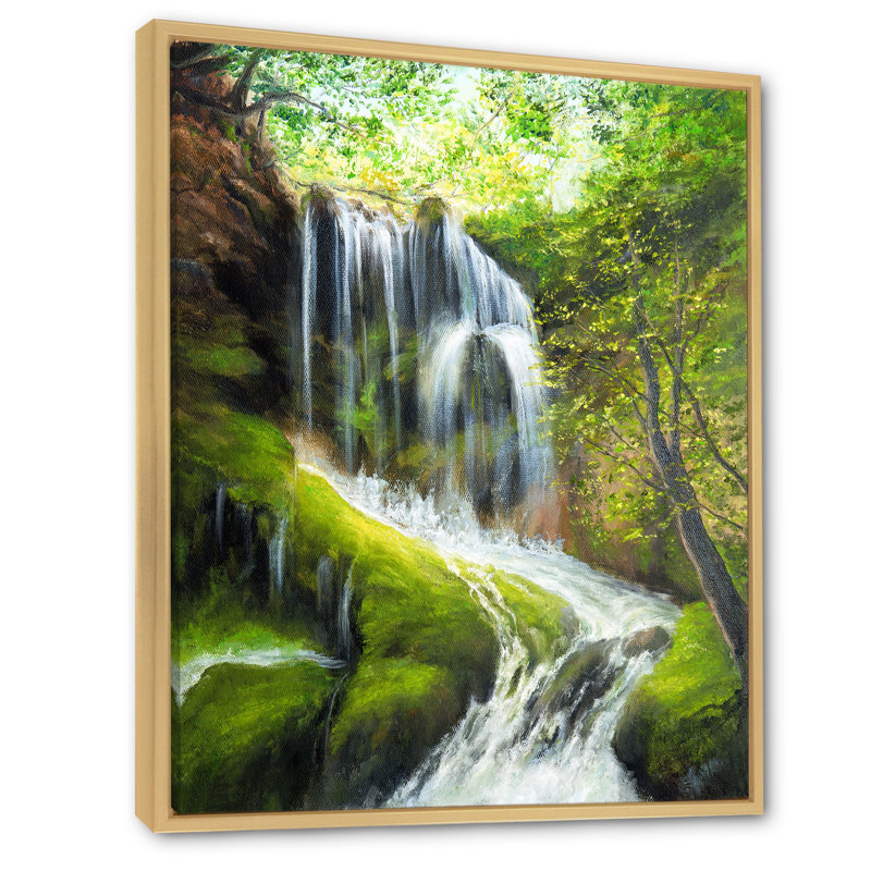 «Spring River Fall In Green Forest II», reproduction d'art sur toile traditionnelle, H 12 po x l 8 po x P 1 po