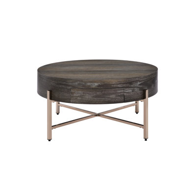 Contemporary Brown And Champagne Coffee Table With Dark Oak Design Metal Support 1 In Sophisticated