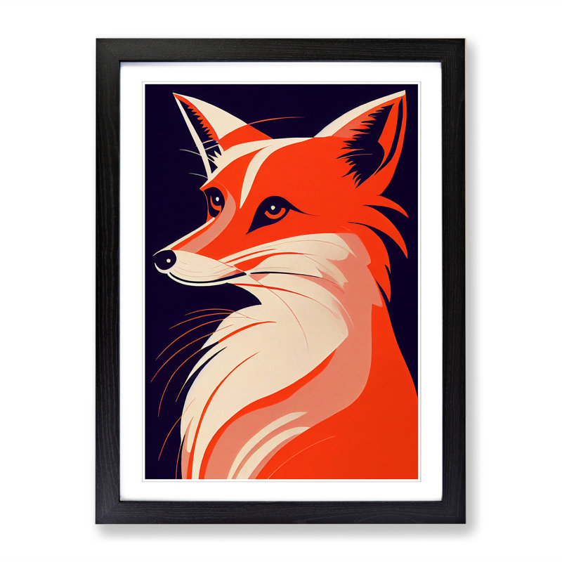 FRM-V0523-1019X Fox Deco Style - Single Picture Frame Print, 46cm H x 34cm W x 2cm D, Walnut Framed