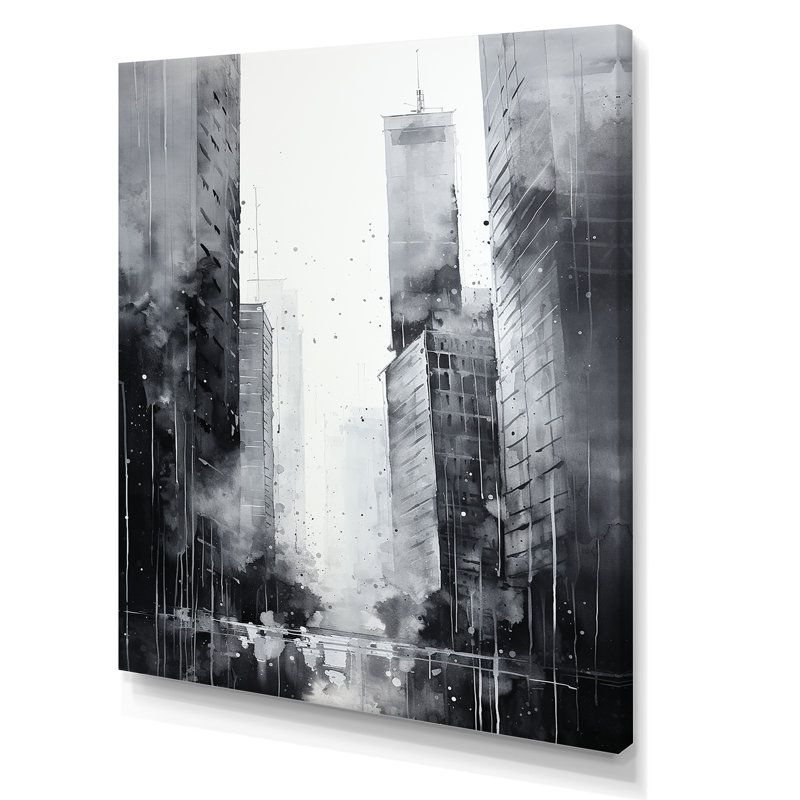 «Ebony Edifices Skyscraper City», reproduction sur toile, H 32 po x l 24 po x P 1 po, Toile tendue