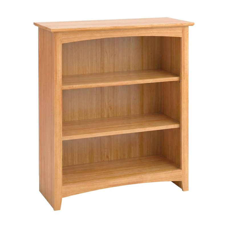 Malani 36" H Solid Wood Classic Bookcase, Natural, (3 Shelves) 36"H x 31.75"W x 12.875"D