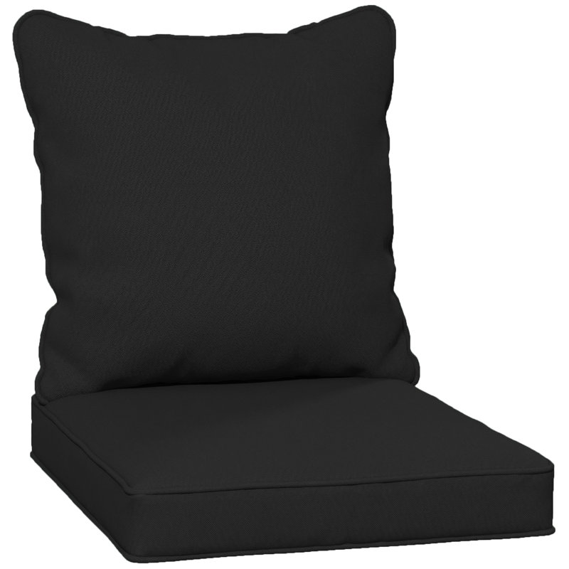 Outsunny Cushion Set with 1 Seat Cushion and 1 Back Pad, Black