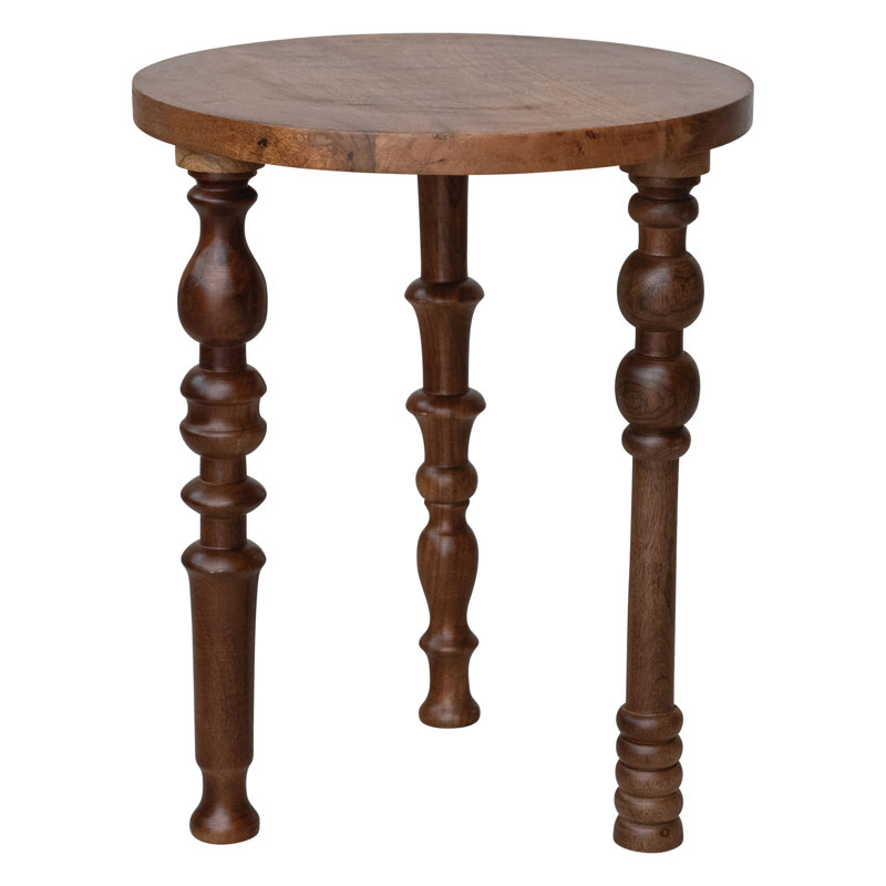 Table d'appoint en bois de manguier avec pieds tournés
