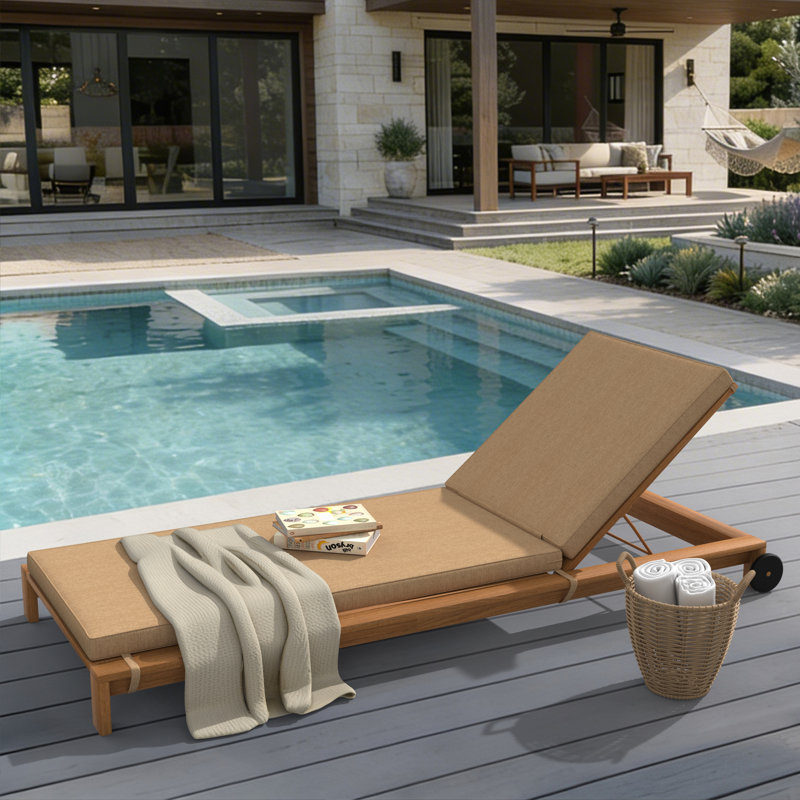 Outdoor Chaise Cushion With Sunbrella Fabric, 26" W x 80" D, Sunbrella® Canvas Heather Beige