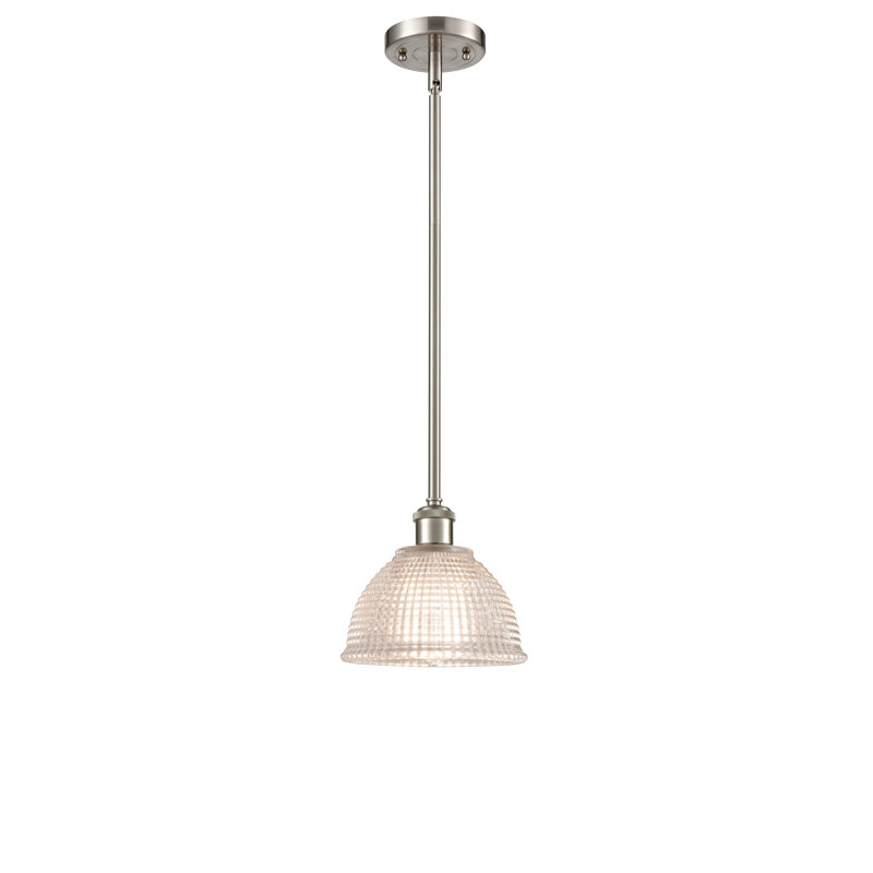 Luminaire suspendu en forme de cloche à 1 lumière Efrain, Nickel satiné brossé, Ampoule non incluse
