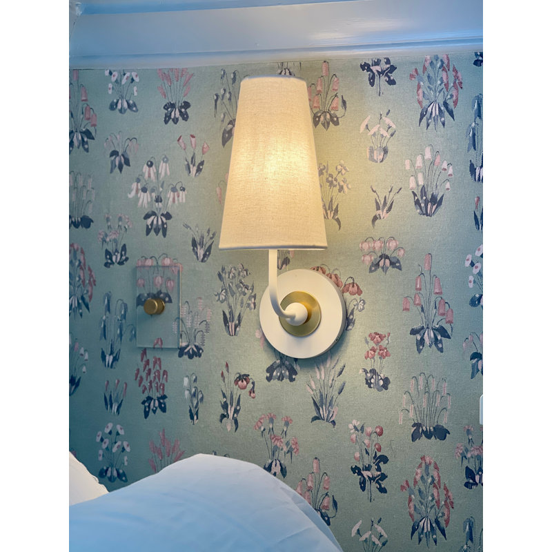 Tropez Armed Sconce, Aged Brass/White