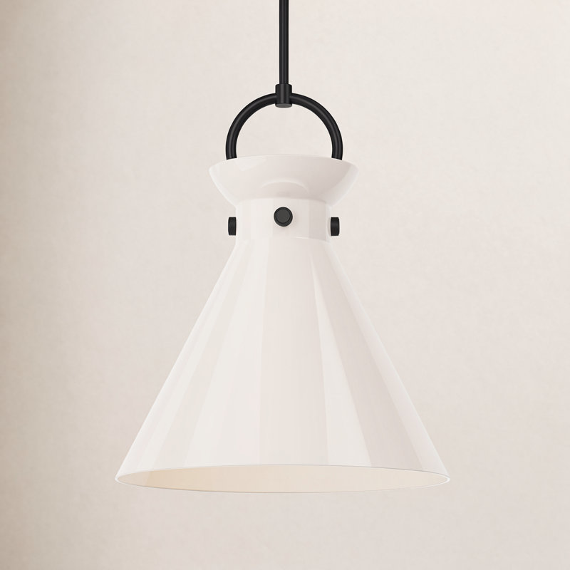 Luminaire suspendu conique à 1 lumière Tiney, Noir mat, H 21,75 po x l 18 po x P 18 po