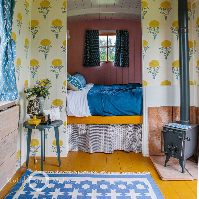 Schumacher x Molly Mahon Marigold Wallpaper, Yellow