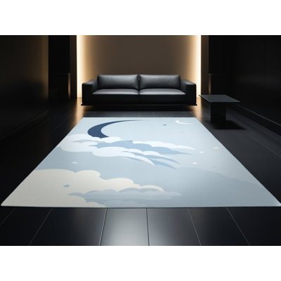 Tapis bleu moelleux doux en peluche Dykstra Tsukuyomi