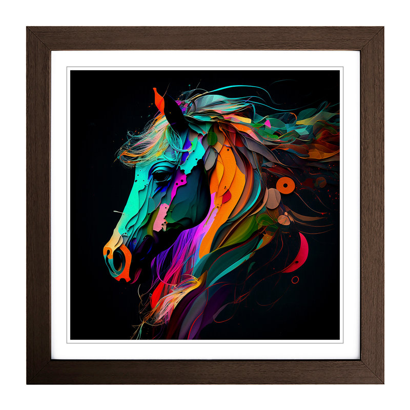 Pony Abstract Expressionism No.1 - Framed Print, Walnut