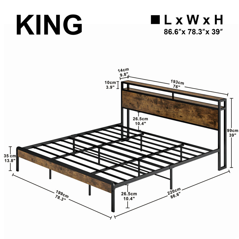 Gedeus Platform Storage Bed, King