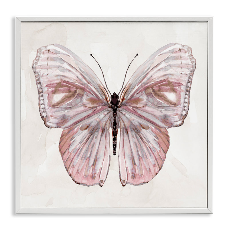Giclée encadrée de papillon rose discret, design par Carol Robinson, H 24 po x l 24 po