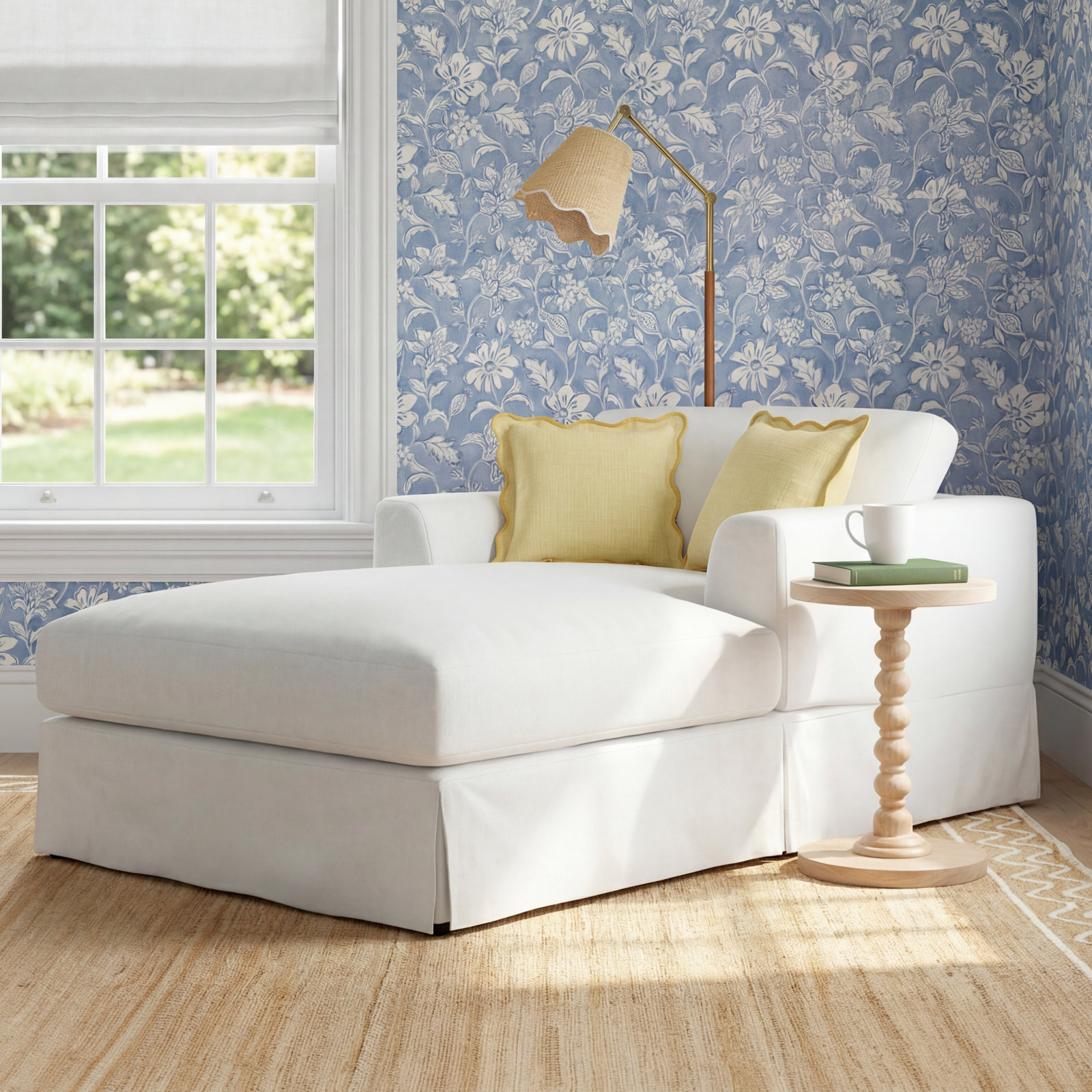 Lucia Upholstered Chaise Lounge, Conversation Ivory Basketweave