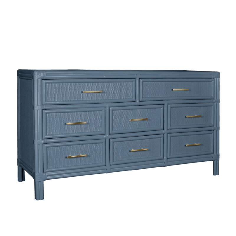 Commode double 8 tiroirs Aruba, Bleu régate