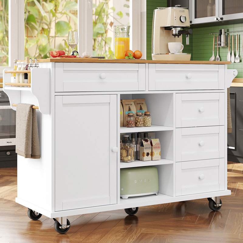 Wood Kitchen Island, Grey