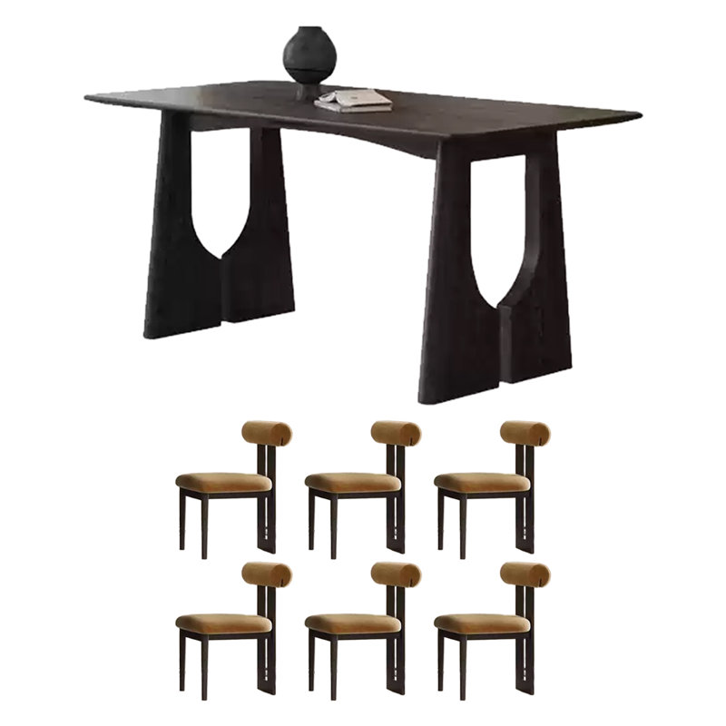 Vintage Black Solid Wood Dining Table, 29.52"H x 62.99"L x 35.43"W