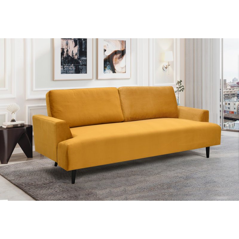 Akeam 3 Seater Velvet Sofa, Mustard