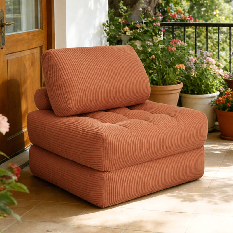 Pouf en velours côtelé de 180 cm (70,8 po) pour salon, chambre et dortoir, mini-canapé moelleux et confortable

- Orange