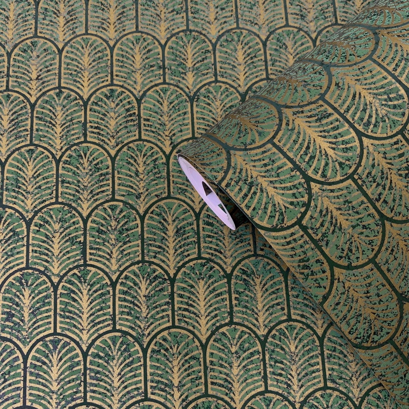 Lustre Collection Geo Arch 10.05m x 53cm Wallpaper Roll, Green