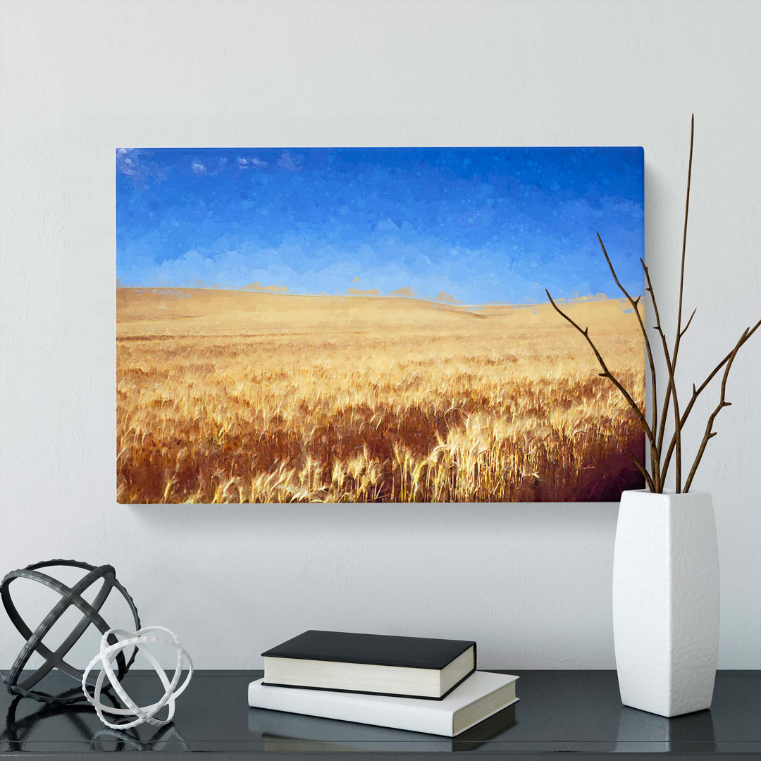Field of Wheat in Kansas in Abstract - Wrapped Canvas