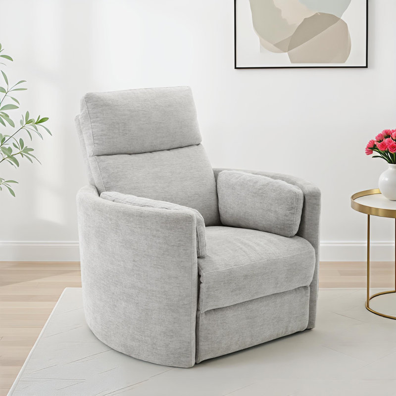 Bre 40" Power Swivel Glider Recliner, Mineral Light Gray Chenille