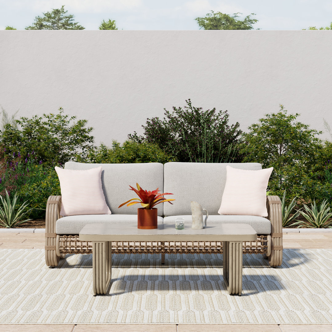 Pietra Patio Aluminum Conversation Set With Loveseat, End Table And Cushions Joss & Main