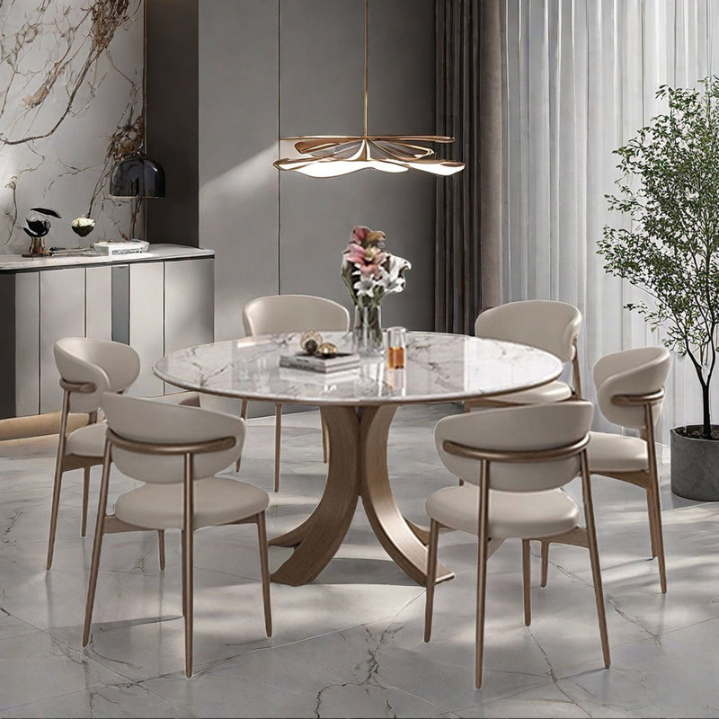 Light luxury simple round dining table sets, 29.5"H x 53.1"L x 53.1"W