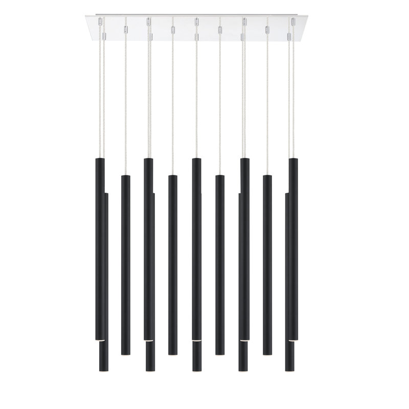 Luminaire suspendu cylindrique à DEL 14 lumières Bowning, Noir mat