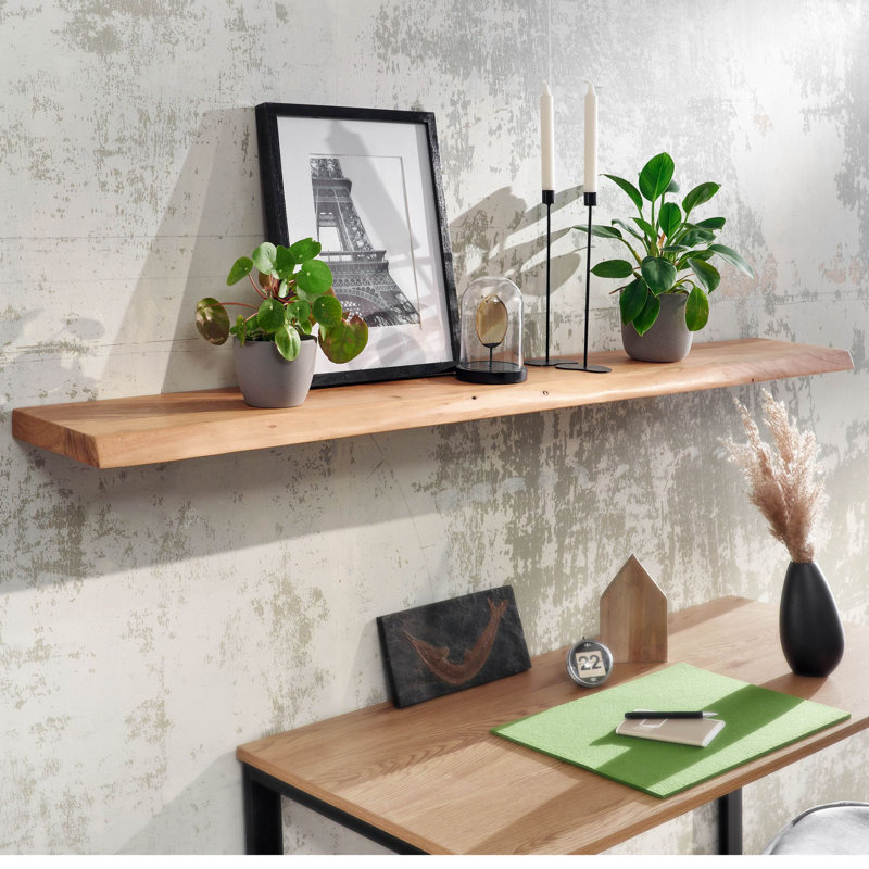 Nokota Acacia Solid Wood Floating Shelf, 4cm H x 160cm W x 26cm D