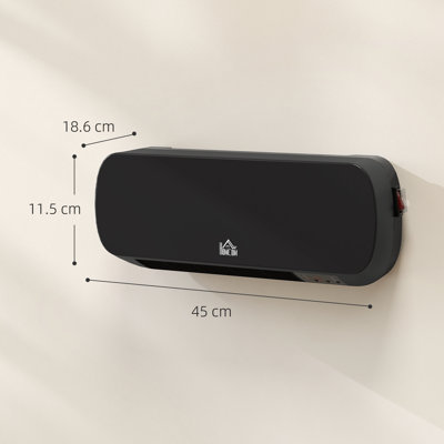 Metro Wall Mounted Electric Heater with Timer Overheat Protection Black