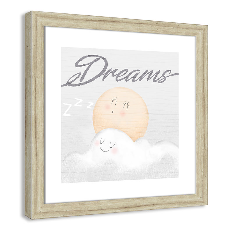 Décoration murale pour 2 enfants rêves de bonbons, H 18 po x l 18 po x P 0,63 po, Encadré plat à grain de bois blanc