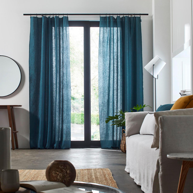 Dziedzic Panel Semi Sheer Single Curtain, Blue/Green, 150 W x 350 D cm