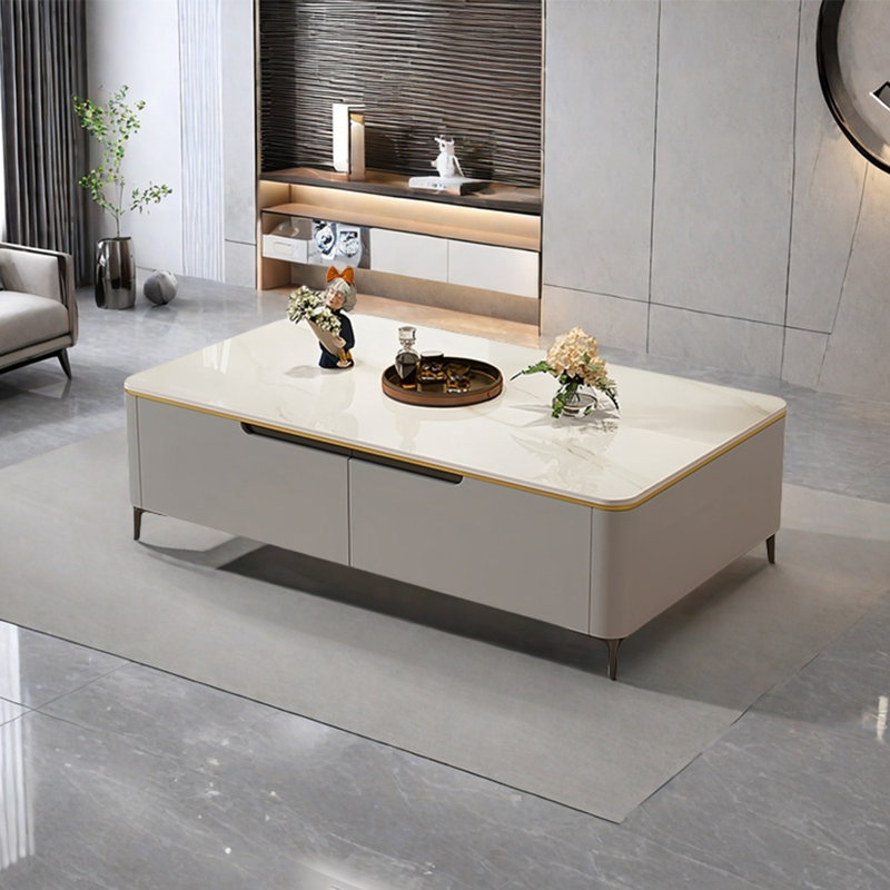 Table rectangulaire légère et luxueuse, H 16,5 po x L 59,1 po x l 31,5 po, Gris