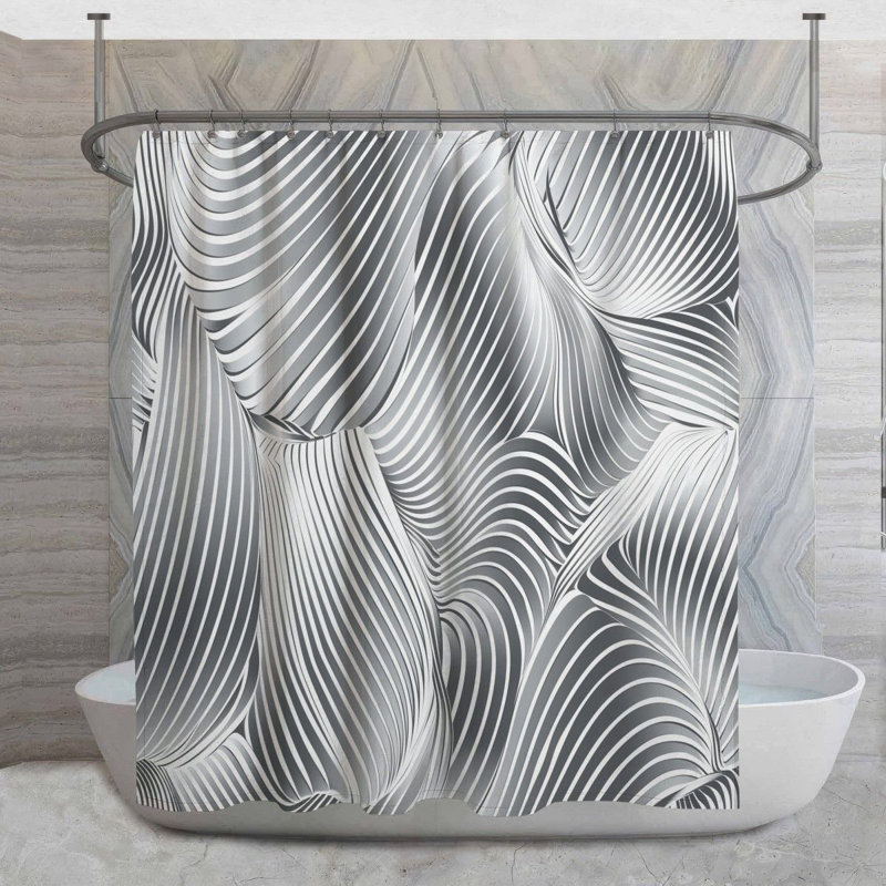 Rideau de douche Swirling Lines, H 73 po x l 70 po